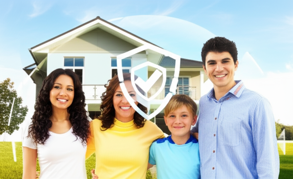 Happy family protected by insurance